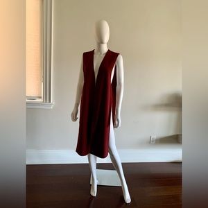 NWOT Marciano Mika Long Draped Vest in Ruby